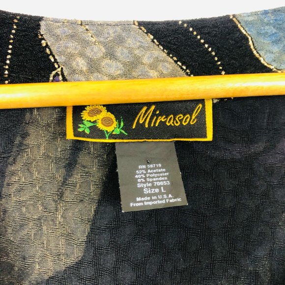 Vtg Mirasol Open Cardigan Sz Large Semi-sheer Lightweight Floral Shimmery USA - Picture 3 of 8